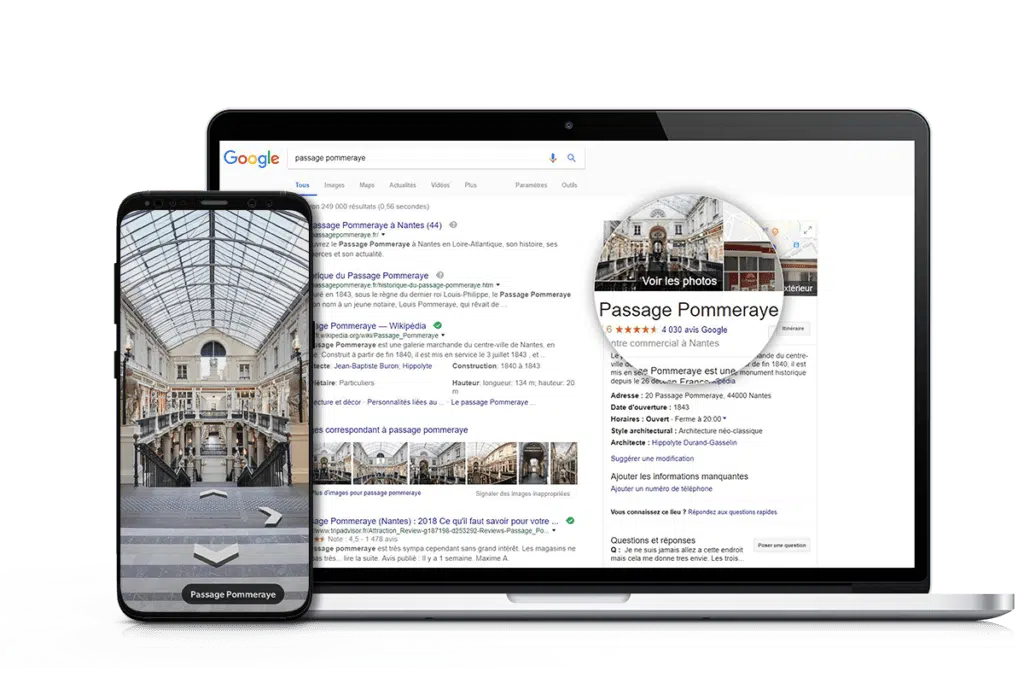 Comment être bien référencé au niveau local grâce aux fiches Google My Business ? 6 visite virtuelle google business view passage pommeraye nantes