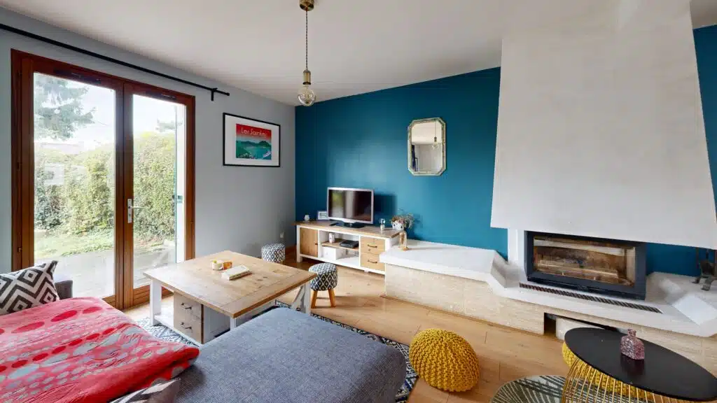 Séjour d'une maison numérisée avec Matterport