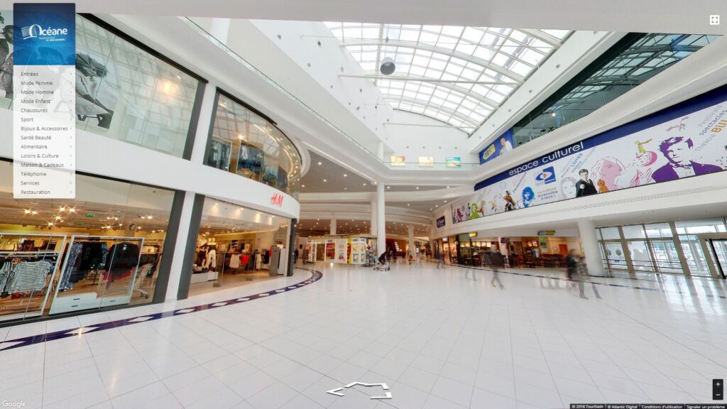 Visite virtuelle 360° de la Galerie Océane, centre commercial de Rezé